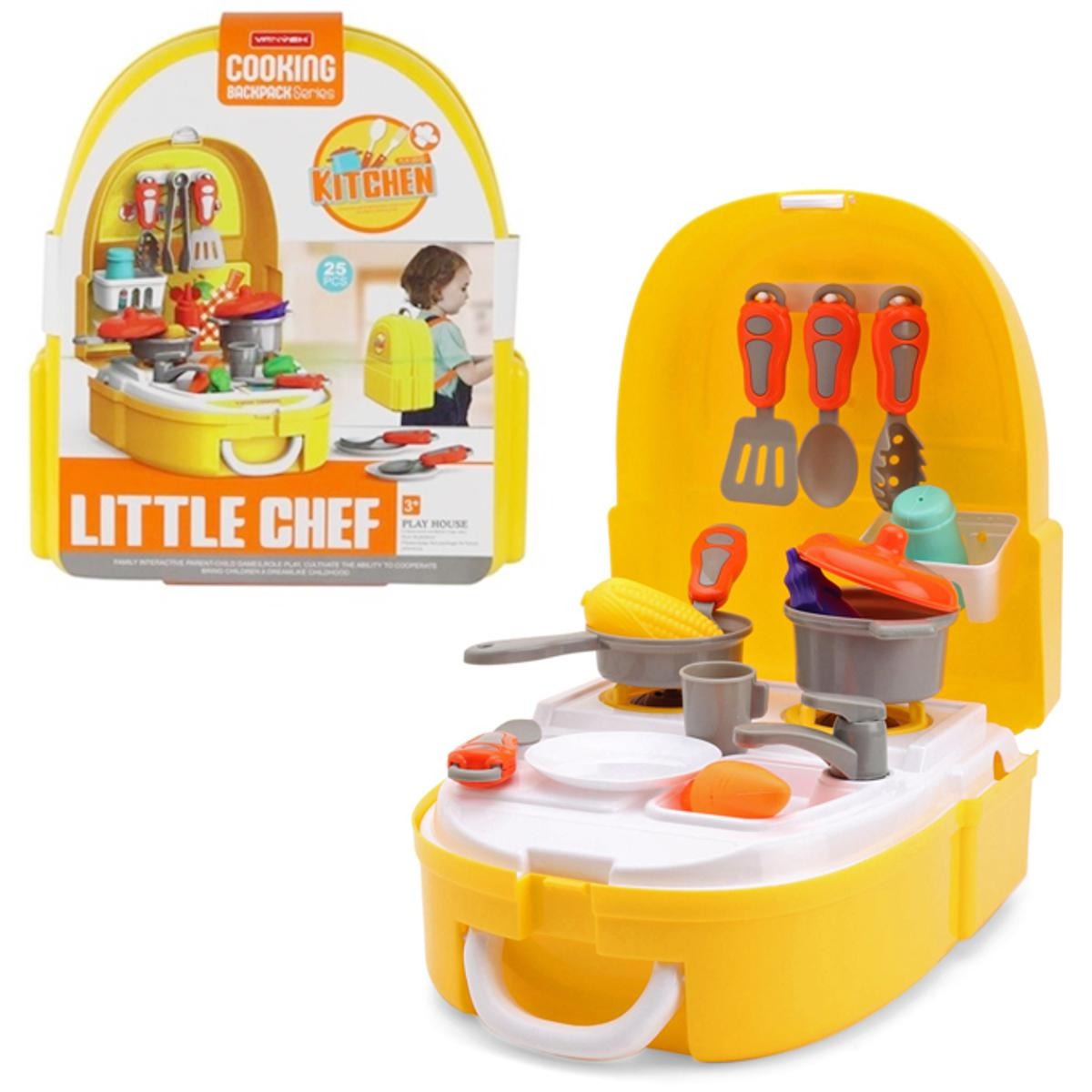 Cooking Backpack for Kids -Kitchen Play House - 25 Pieces Set