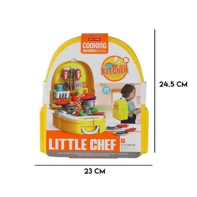 Cooking Backpack for Kids -Kitchen Play House - 25 Pieces Set