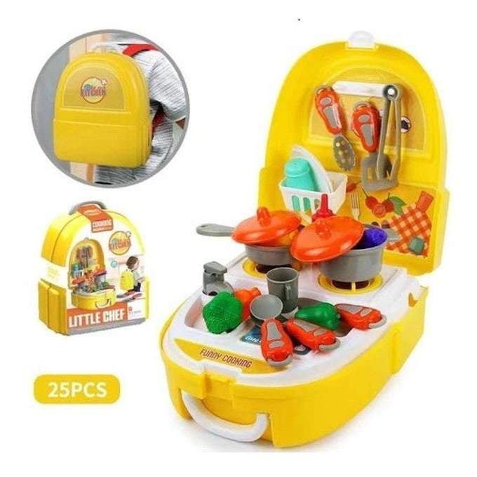 Cooking Backpack for Kids -Kitchen Play House - 25 Pieces Set