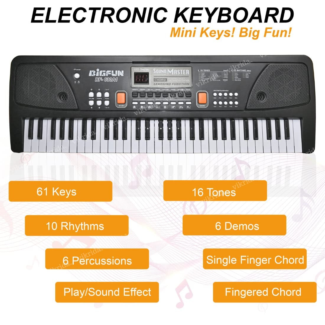 Electronic Piano Keyboard with LCD Display 61 Key