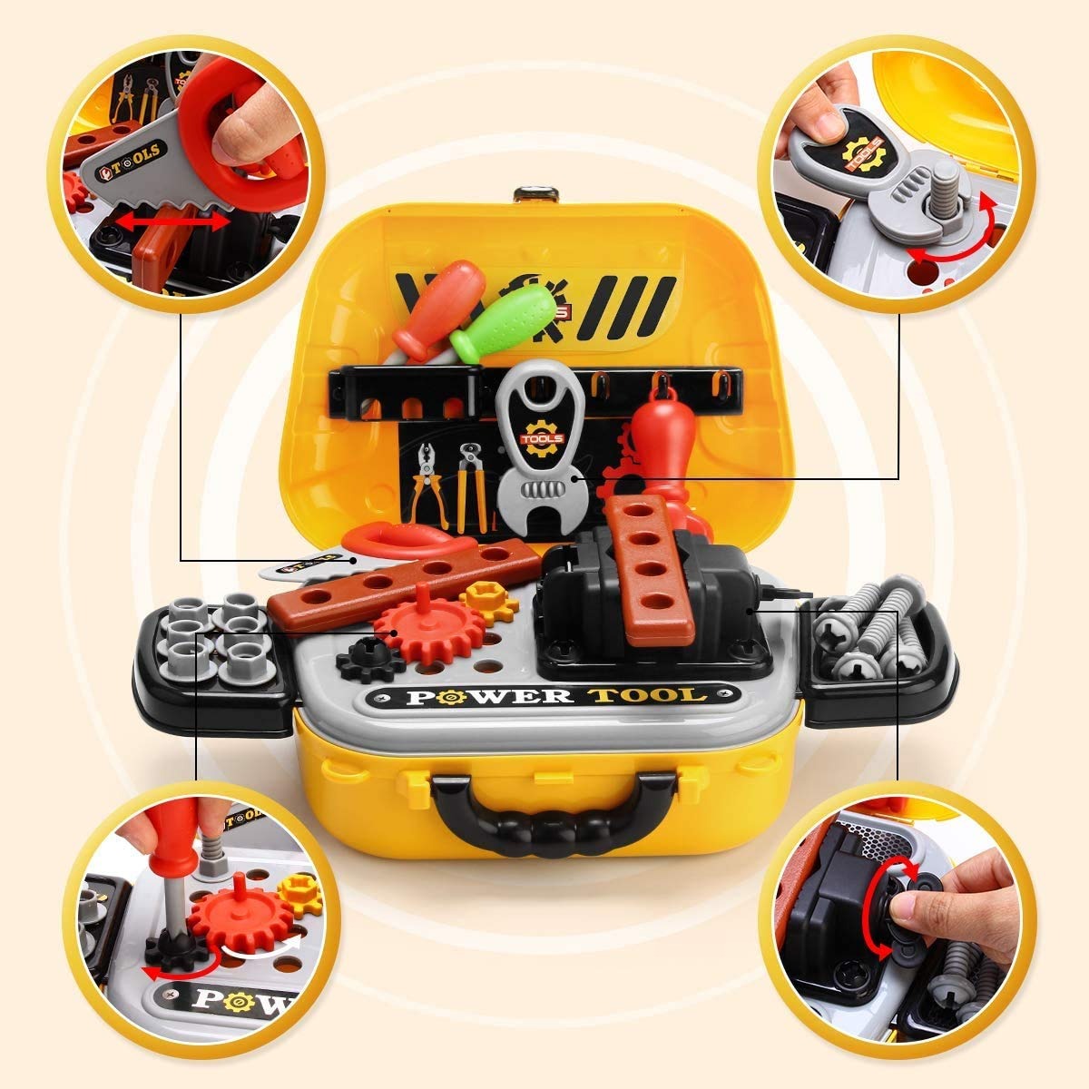 Construction Tools Set Toy with Briefcase for kids