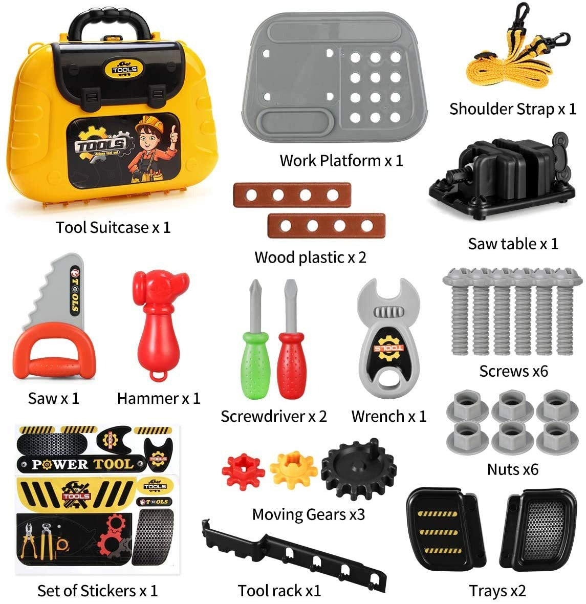 Construction Tools Set Toy with Briefcase for kids